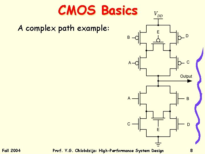 CMOS Basics A complex path example: Fall 2004 Prof. V. G. Oklobdzija: High-Performance System