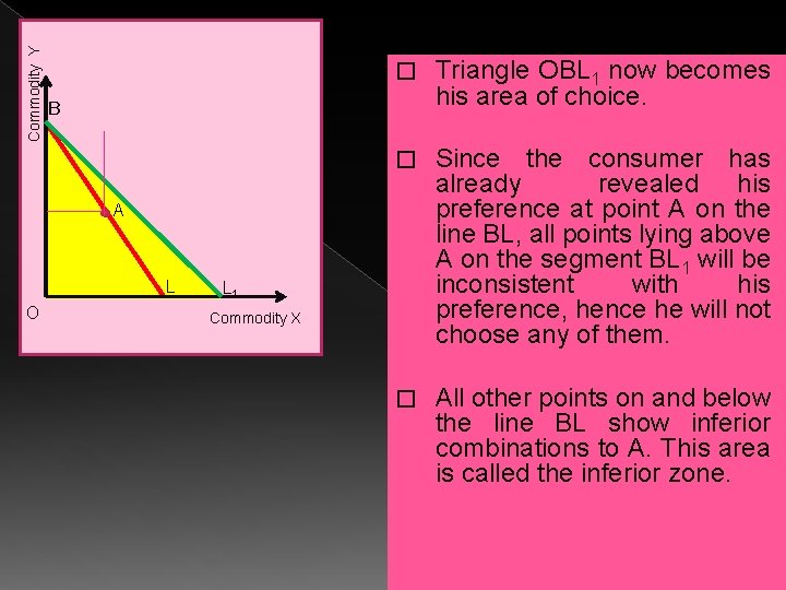 Commodity Y � Triangle OBL 1 now becomes his area of choice. � Since
