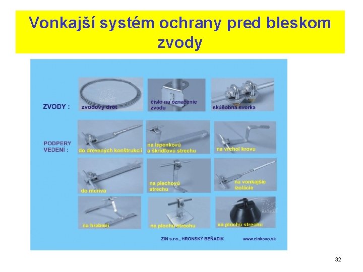 Vonkajší systém ochrany pred bleskom zvody 32 