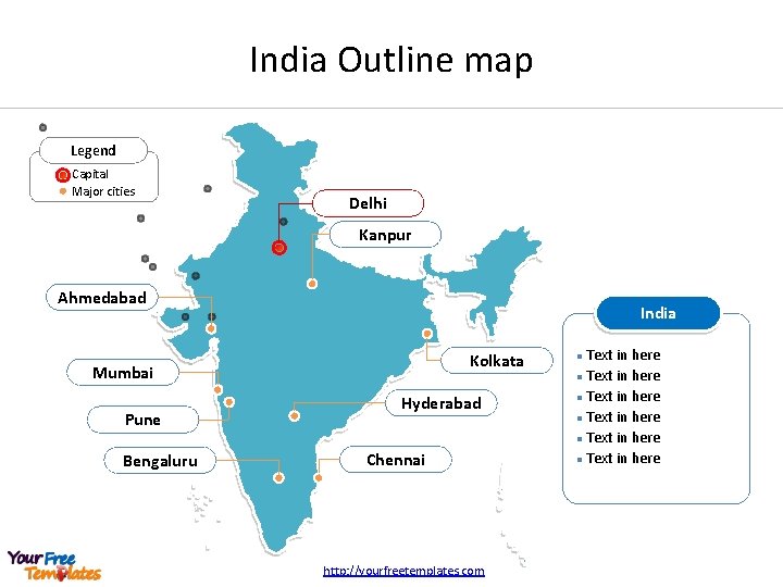 India Outline map Legend Capital Major cities Delhi Kanpur Ahmedabad India Kolkata Mumbai Pune