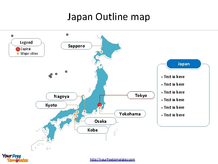 Japan Outline map Legend Sapporo Capital Major cities Japan Tokyo Nagoya Kyoto Yokohama Osaka