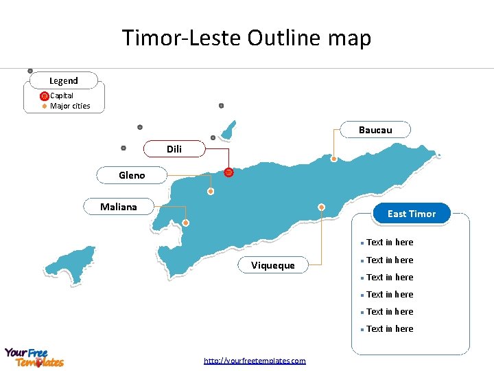 Timor-Leste Outline map Legend Capital Major cities Baucau Dili Gleno Maliana East Timor Viqueque