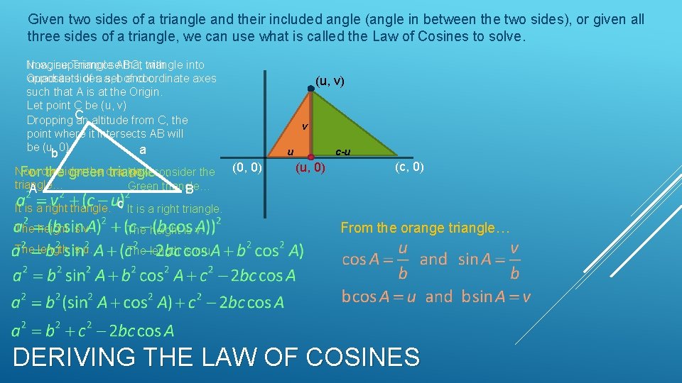 Given two sides of a triangle and their included angle (angle in between the