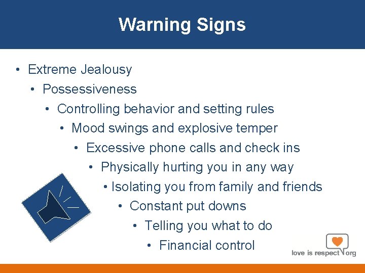 About. Signs Us Warning • Extreme Jealousy • Possessiveness • Controlling behavior and setting