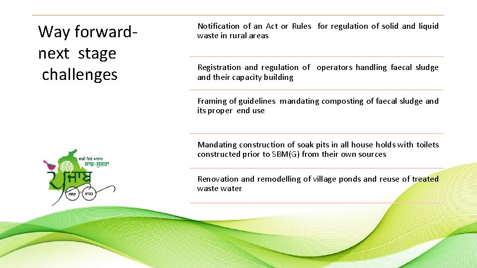 Way forwardnext stage challenges Notification of an Act or Rules for regulation of solid