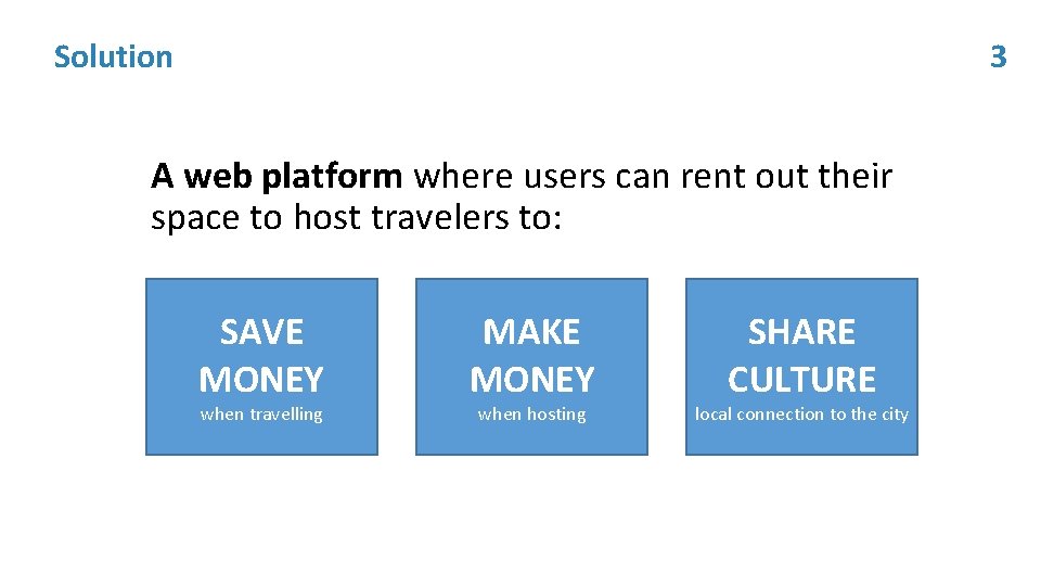 3 Solution A web platform where users can rent out their space to host