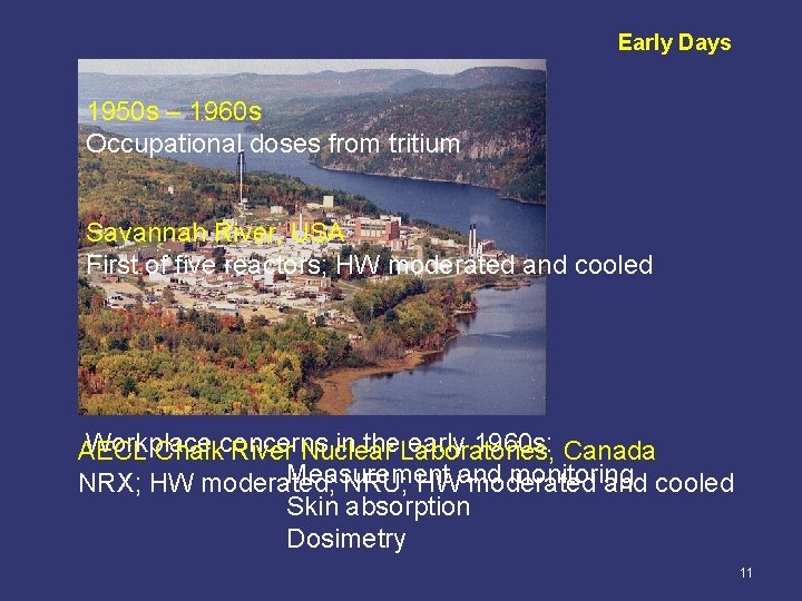 Early Days 1950 s – 1960 s Occupational doses from tritium Savannah River, USA