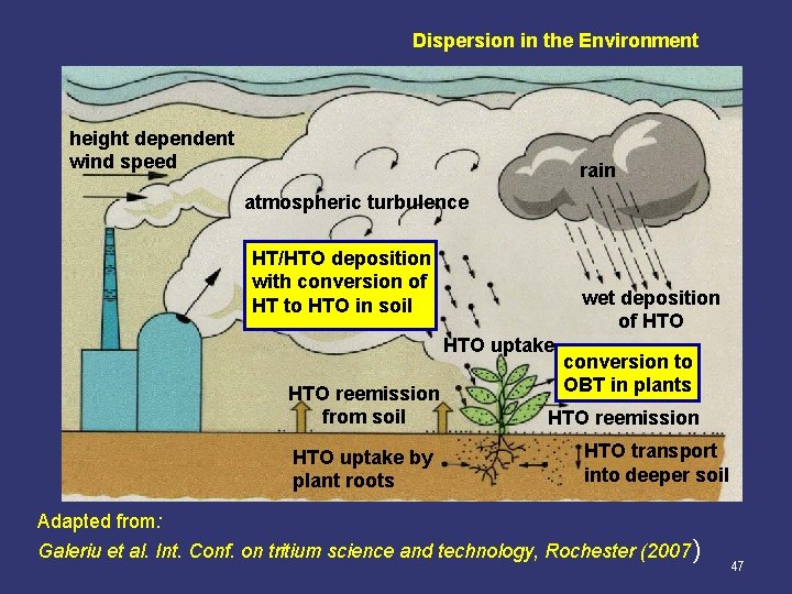 Dispersion in the Environment height dependent wind speed rain atmospheric turbulence HT/HTO deposition with