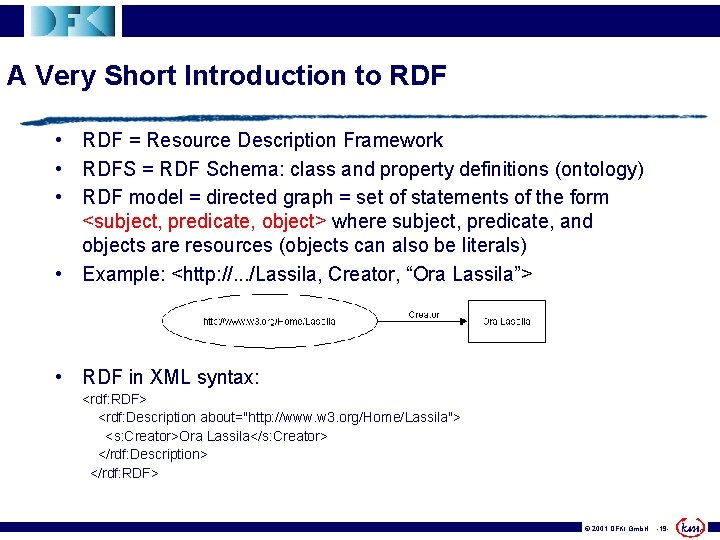 A Very Short Introduction to RDF • RDF = Resource Description Framework • RDFS