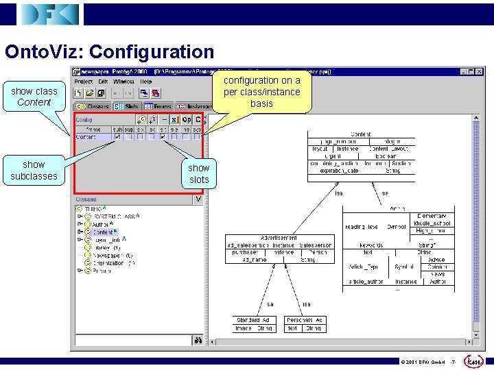 Onto. Viz: Configuration configuration on a per class/instance basis show class Content show subclasses