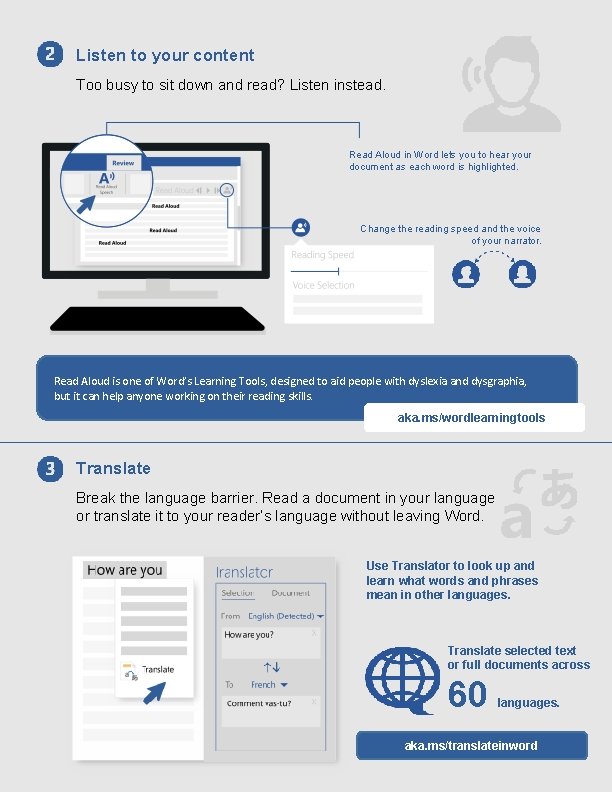Listen to your content Too busy to sit down and read? Listen instead. Read