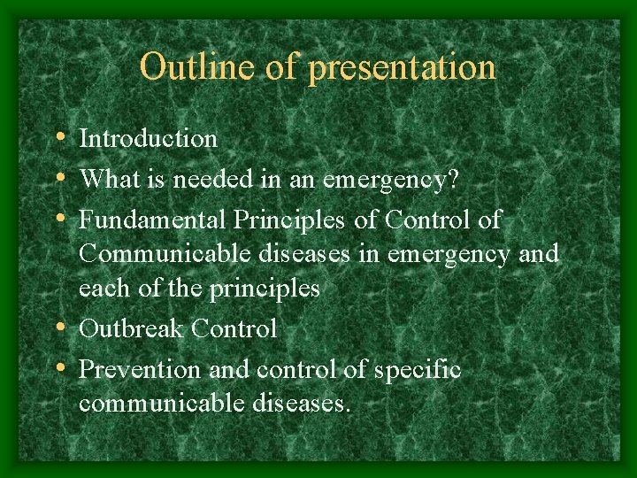Outline of presentation • Introduction • What is needed in an emergency? • Fundamental