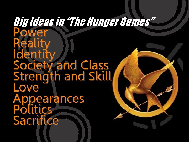 Big Ideas in “The Hunger Games” Power Reality Identity Society and Class Strength and