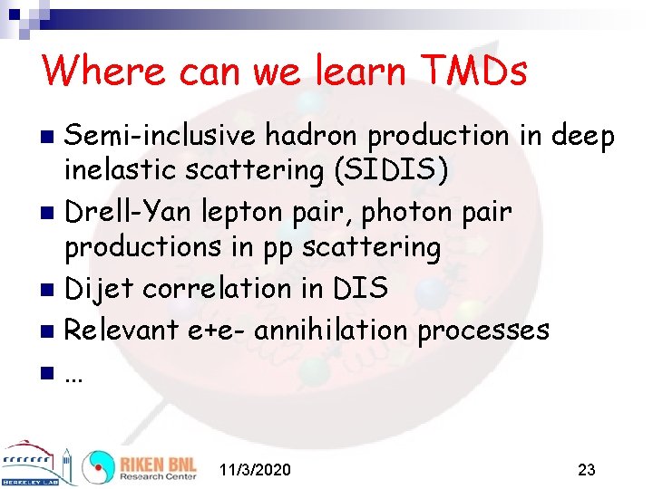 Where can we learn TMDs Semi-inclusive hadron production in deep inelastic scattering (SIDIS) n