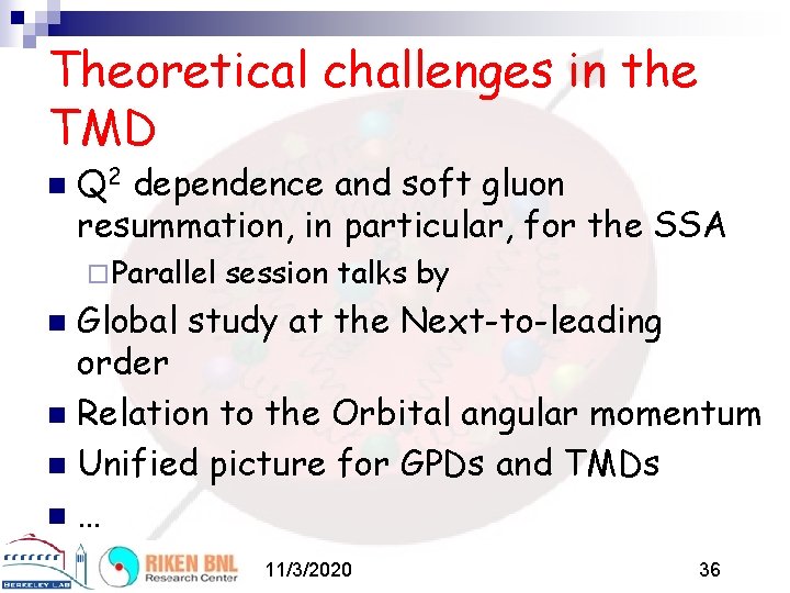 Theoretical challenges in the TMD n Q 2 dependence and soft gluon resummation, in