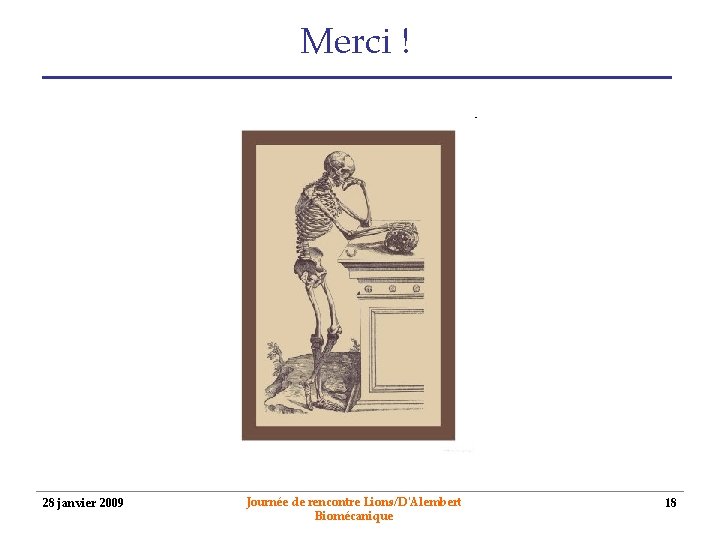 Merci ! 28 janvier 2009 Journée de rencontre Lions/D'Alembert Biomécanique 18 