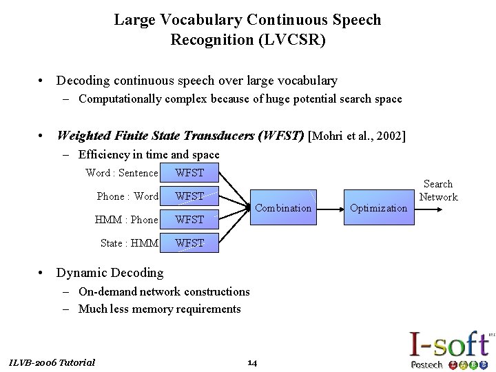 Large Vocabulary Continuous Speech Recognition (LVCSR) • Decoding continuous speech over large vocabulary –