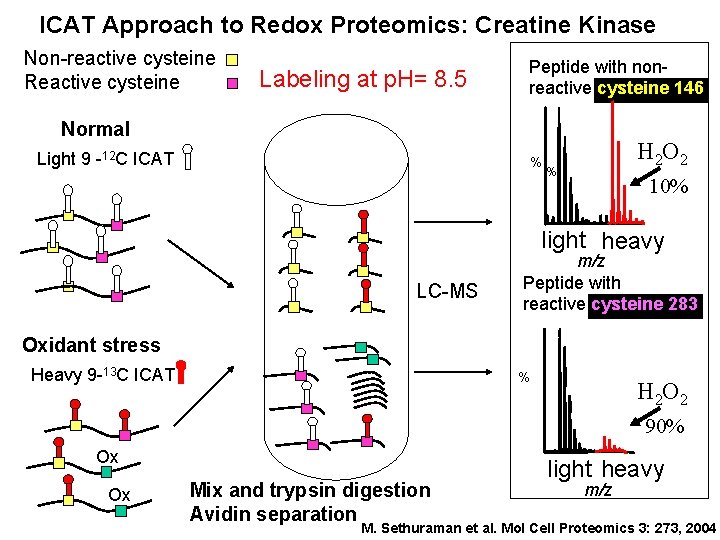 ICAT Approach to Redox Proteomics: Creatine Kinase Non-reactive cysteine Reactive cysteine Labeling at p.