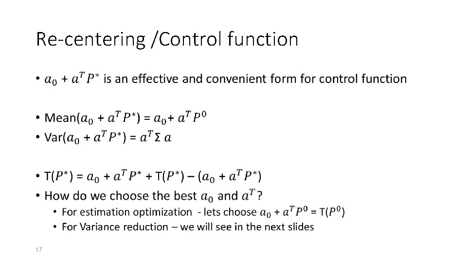 Re-centering /Control function • 17 