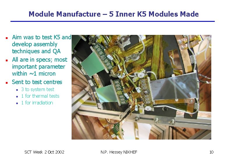 Module Manufacture – 5 Inner K 5 Modules Made n n n Aim was