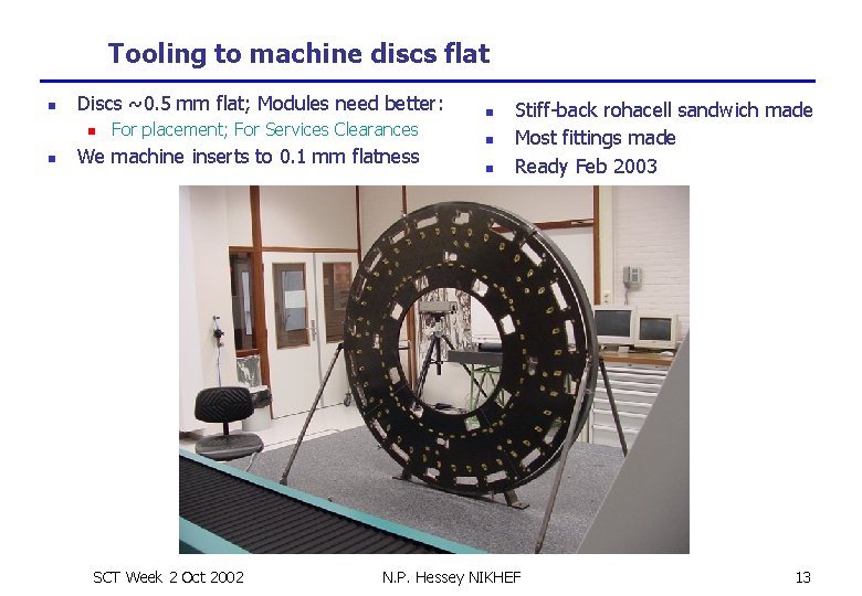 Tooling to machine discs flat n Discs ~0. 5 mm flat; Modules need better: