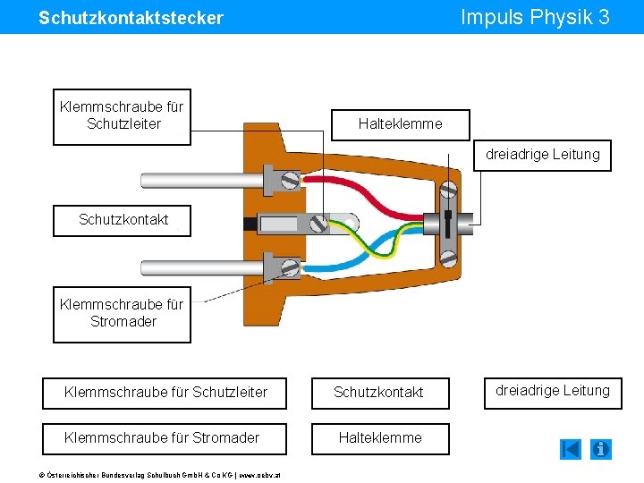 Impuls Physik 3 Schutzkontaktstecker Klemmschraube für Schutzleiter Halteklemme dreiadrige Leitung Schutzkontakt Klemmschraube für Stromader