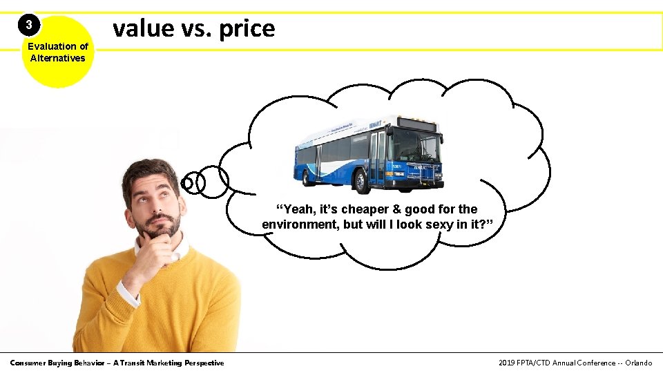 3 Evaluation of Alternatives value vs. price “Yeah, it’s cheaper & good for the