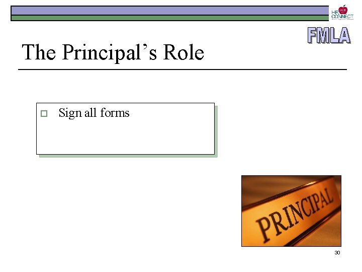 The Principal’s Role o Sign all forms 30 