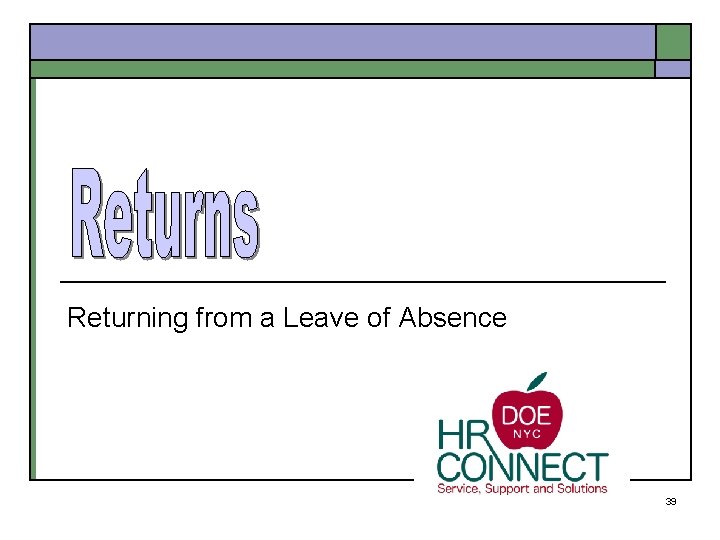 Returning from a Leave of Absence 39 