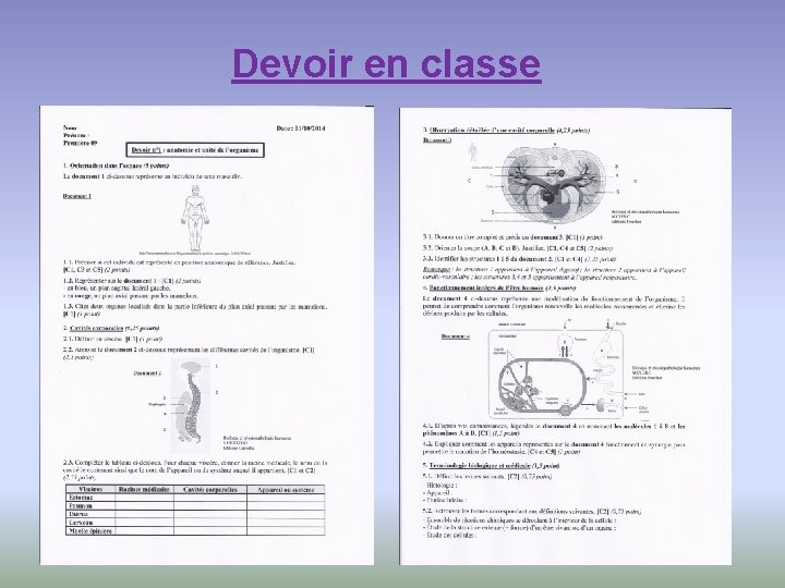 Devoir en classe 