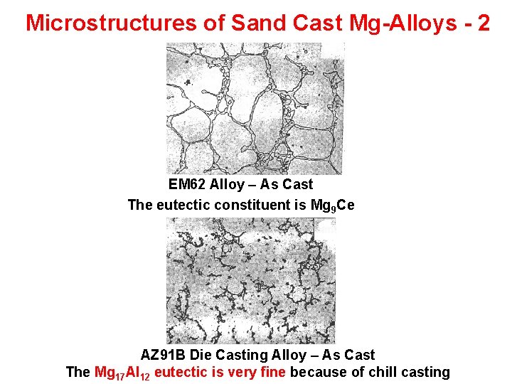 Microstructures of Sand Cast Mg-Alloys - 2 EM 62 Alloy – As Cast The