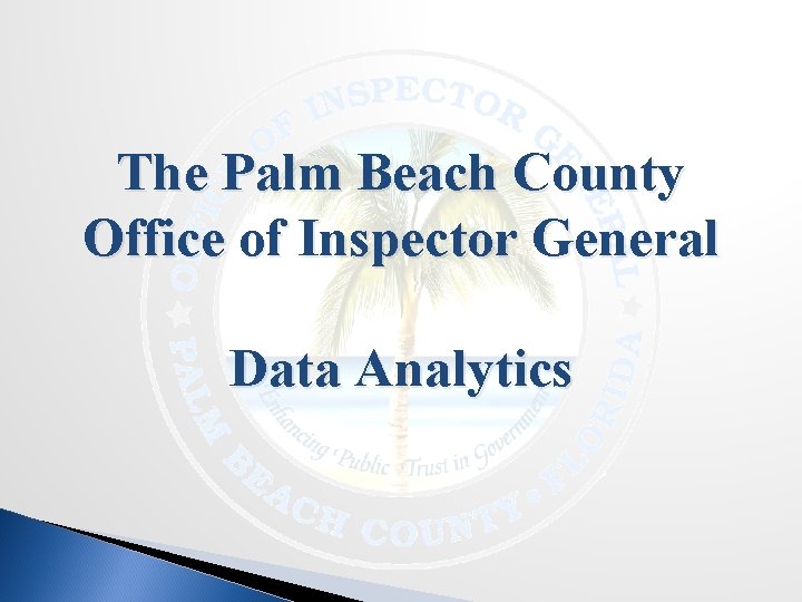 The Palm Beach County Office of Inspector General Data Analytics 