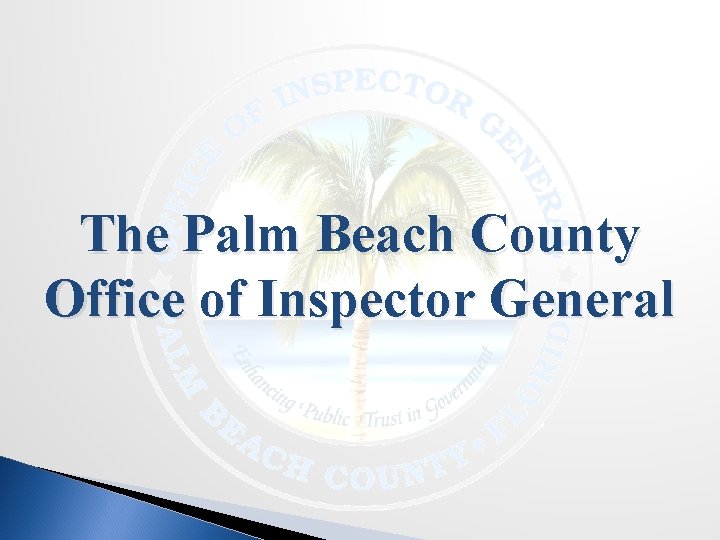 The Palm Beach County Office of Inspector General 