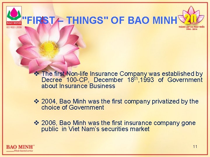 "FIRST – THINGS" OF BAO MINH v The first Non-life Insurance Company was established