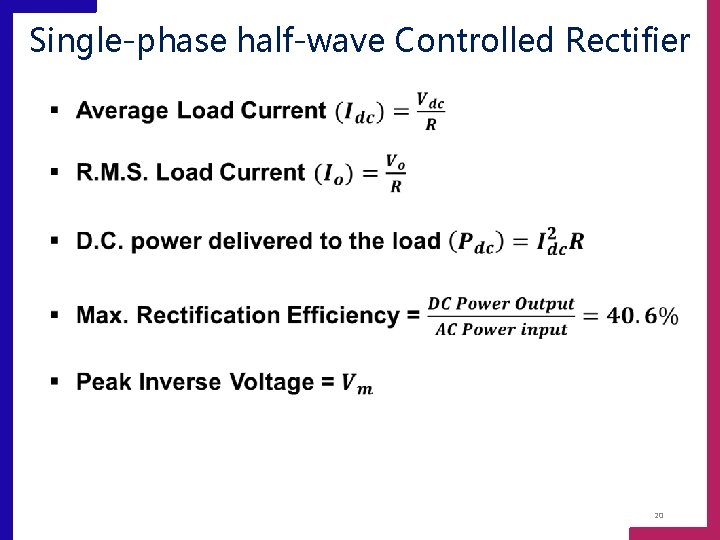 Single-phase half-wave Controlled Rectifier 20 