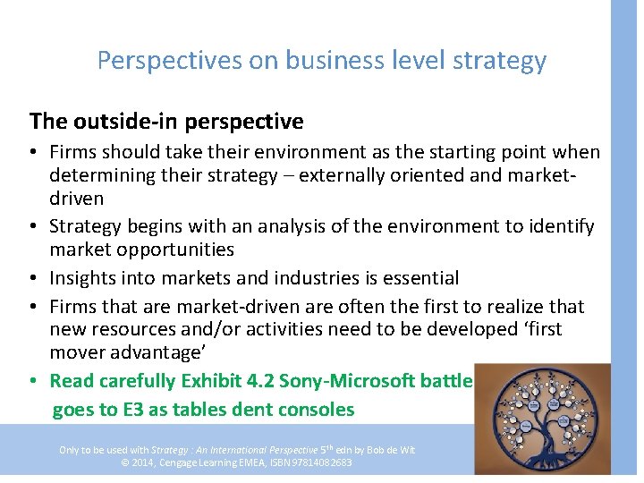 Perspectives on business level strategy The outside-in perspective • Firms should take their environment