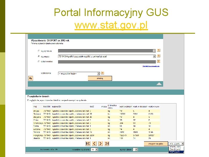 Portal Informacyjny GUS www. stat. gov. pl Portal Informacyjny GUS www. stat. gov. pl