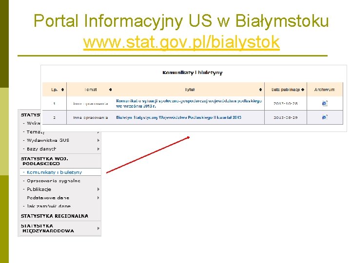 Portal Informacyjny US w Białymstoku www. stat. gov. pl/bialystok Portal Informacyjny US w Białymstoku www. stat. gov. pl/bialystok