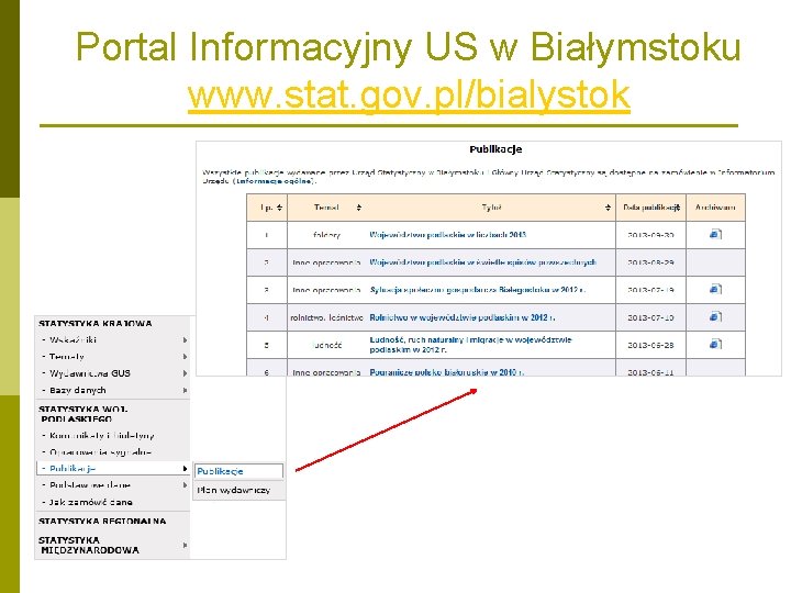 Portal Informacyjny US w Białymstoku www. stat. gov. pl/bialystok Portal Informacyjny US w Białymstoku www. stat. gov. pl/bialystok