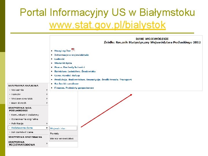 Portal Informacyjny US w Białymstoku www. stat. gov. pl/bialystok Portal Informacyjny US w Białymstoku www. stat. gov. pl/bialystok