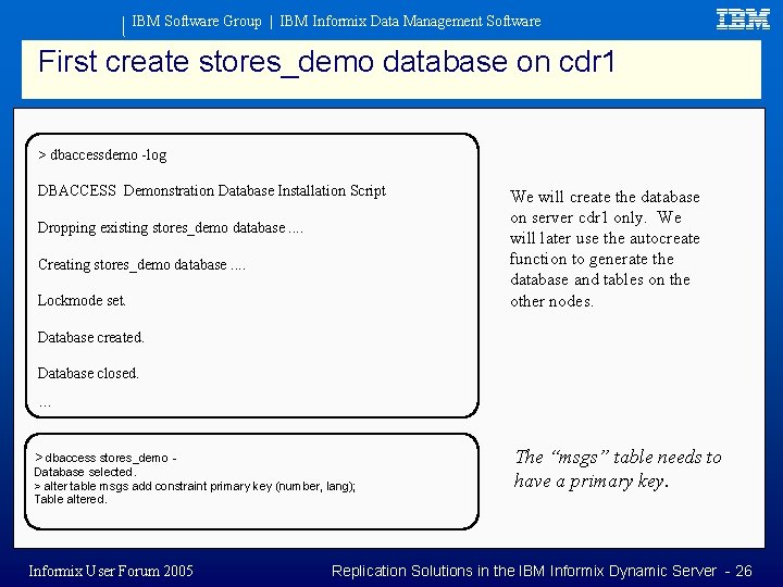 IBM Software Group | IBM Informix Data Management Software First create stores_demo database on