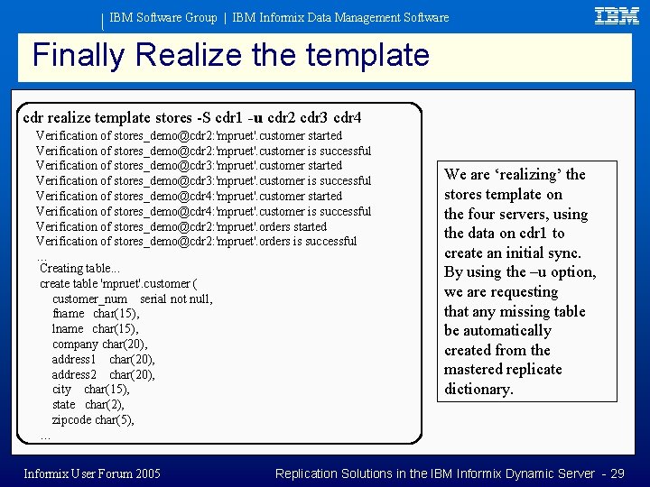 IBM Software Group | IBM Informix Data Management Software Finally Realize the template cdr