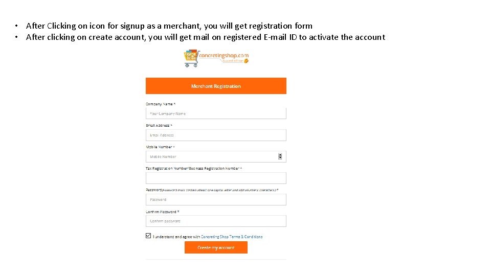  • After Clicking on icon for signup as a merchant, you will get