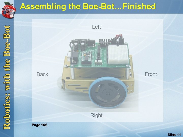 Assembling the Boe-Bot…Finished Page 102 Slide 11 