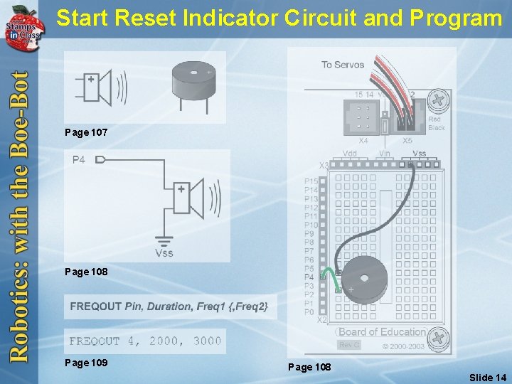 Start Reset Indicator Circuit and Program Page 107 Page 108 Page 109 Page 108