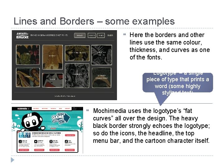 Lines and Borders – some examples Here the borders and other lines use the