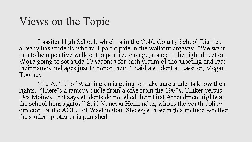 Views on the Topic Lassiter High School, which is in the Cobb County School