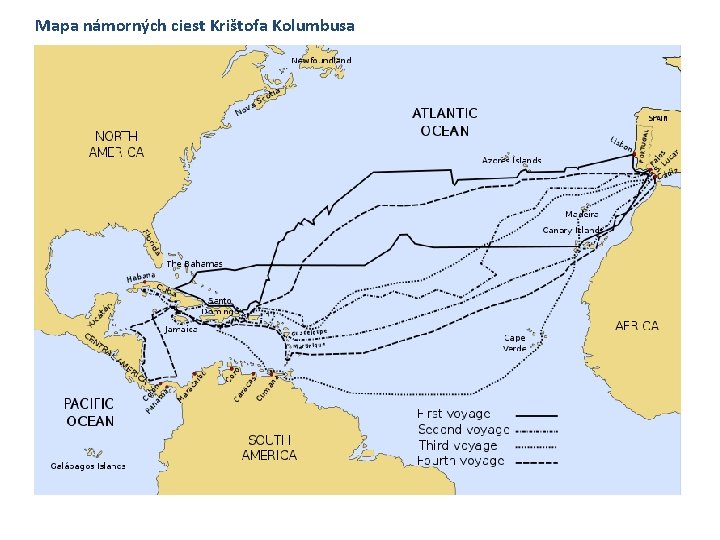 Mapa námorných ciest Krištofa Kolumbusa 