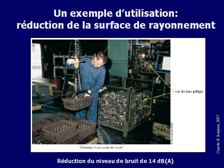 Canetto & Jeanjean, 2007 Un exemple d’utilisation: réduction de la surface de rayonnement Réduction