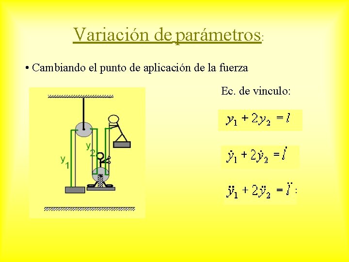 Variación de parámetros: • Cambiando el punto de aplicación de la fuerza Ec. de